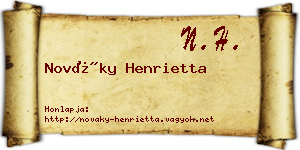 Nováky Henrietta névjegykártya